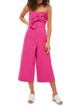 Women's Topshop Tie Twist Crop Jumpsuit Us (fits Like 0) - Pink