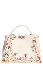 Fendi Medium Peekaboo Embroidered Leather Satchel -