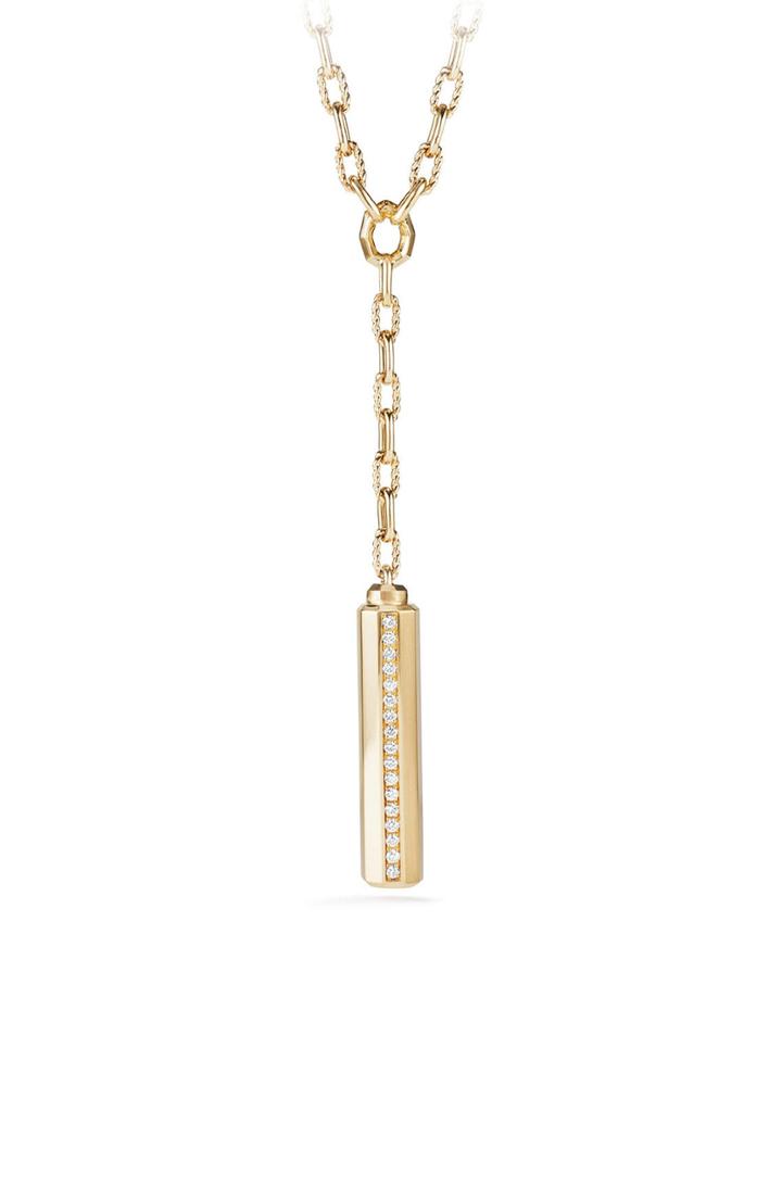 Women's David Yurman Barrels Y 18k Gold Necklace With Diamonds