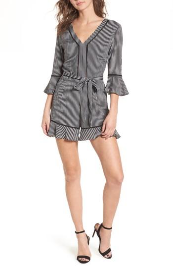 Women's J.o.a. Stripe Romper - Black