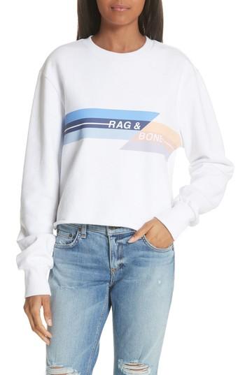 Women's Rag & Bone/jean Glitch Crop Sweatshirt, Size - White