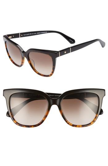 Women's Kate Spade New York Kahli 53mm Cat Eye Sunglasses - Black Havana