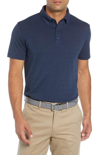 Men's Bobby Jones Rule 68 Regular Fit Jacquard Polo - Blue