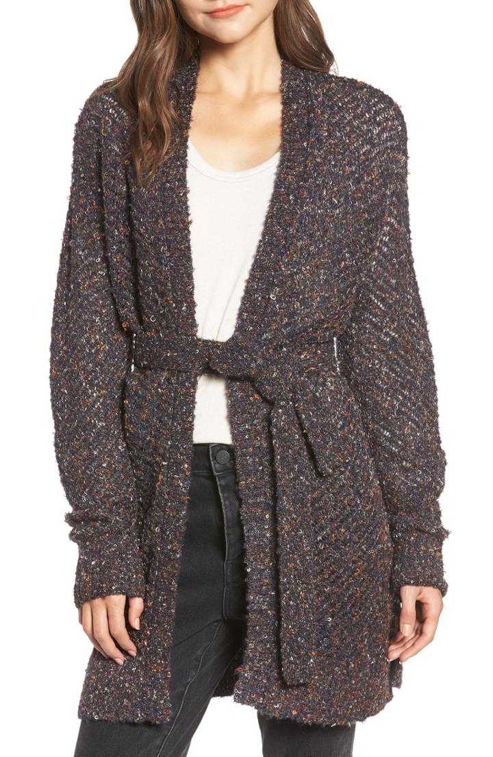 Women's Hinge Marled Long Cardigan, Size - Blue