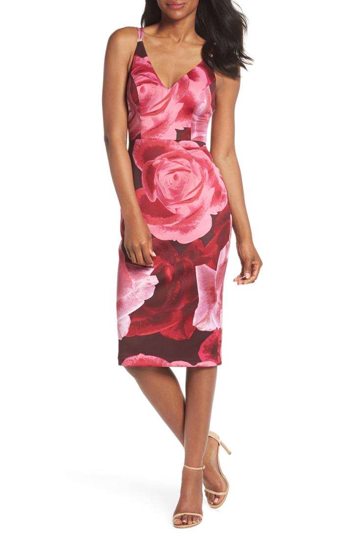 Women's Xscape Floral Print Scuba Crepe Dress