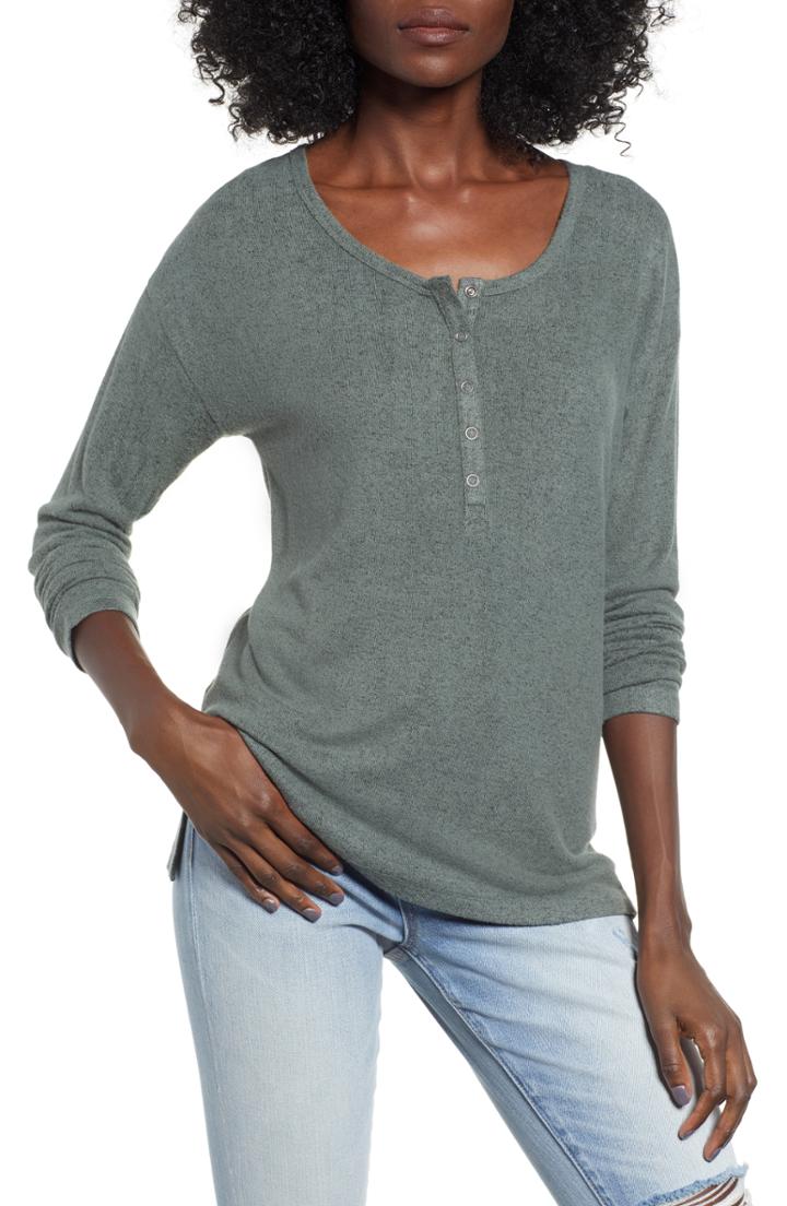 Women's Socialite Cozy Henley - Green