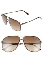 Men's Tom Ford 60mm Matte Aviator Sunglasses - Matte Brown/ Havana Roviex