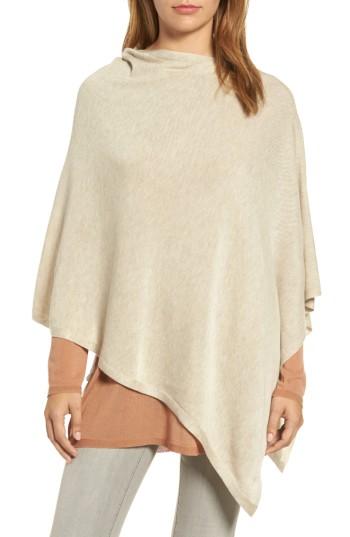 Women's Eileen Fisher Tencel & Wool Poncho, Size - Beige