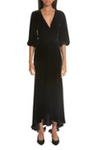 Women's Ganni Aldine Velvet Wrap Dress Us / 34 Eu - Black