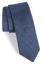 Men's The Tie Bar Pinstripe Silk & Linen Tie, Size - Blue