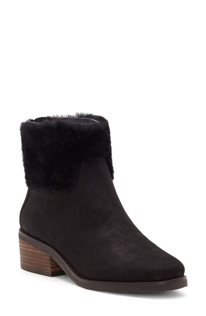 Women's Tarina Genuine Shearling Cuff Bootie M - Black