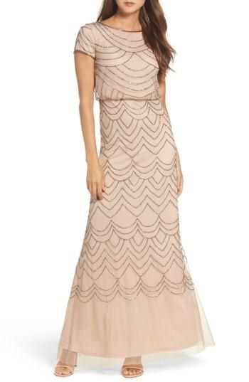 Women's Adrianna Papell Beaded Blouson Gown - Pink