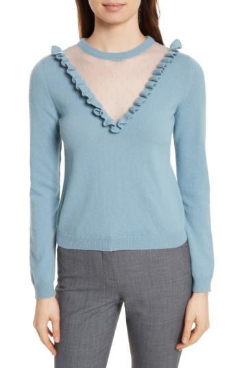 Women's Red Valentino Point D'esprit Inset Wool Sweater