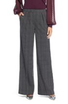 Women's Halogen Plaid High Waist Wide Leg Pants - Grey