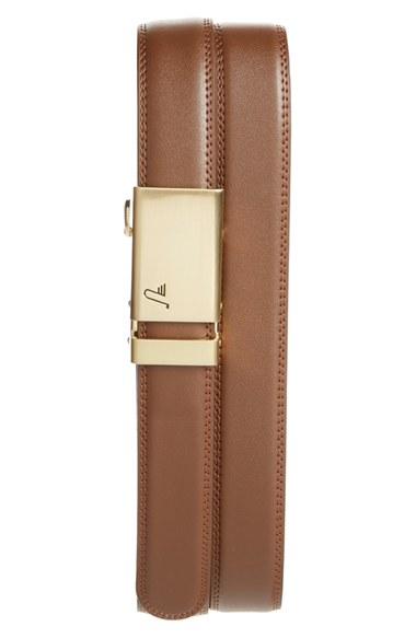 Men's Mission Belt 'twentyfour' Leather Belt - Gold/ Mocha