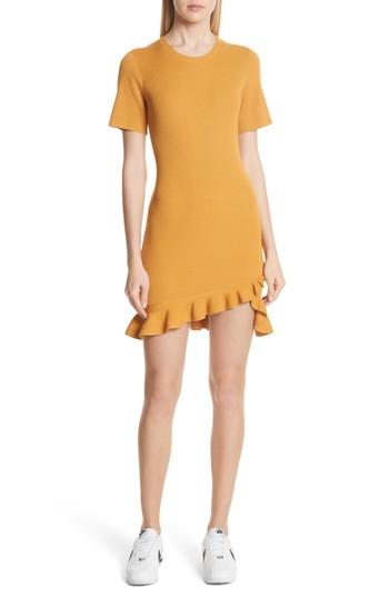Women's A.l.c. Tulum Ribbed Ruffle Hem Dress - Yellow
