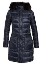 Women's Barbour Dunnet Water Resistant Hooded Quilted Coat With Faux Fur Trim Us / 12 Uk - Blue