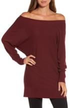 Women's Trouve Off The Shoulder Sweater Tunic - Burgundy