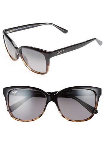 Women's Maui Jim Starfish 56mm Polarized Cat Eye Sunglasses - Black/ Tortoise