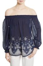 Women's Joie Kistine Embroidered Off The Shoulder Blouse - Blue