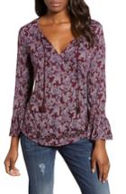 Women's Lucky Brand Printed Tie Neck Top - Blue/green