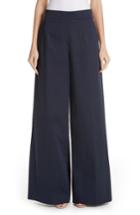 Women's Oscar De La Renta Stretch Cotton Wide Leg Pants - Blue