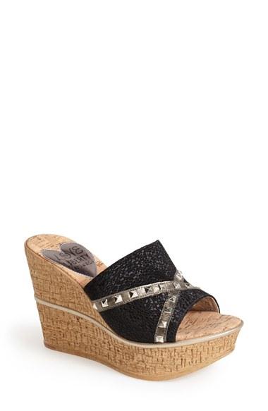 Women's Love And Liberty 'margo' Wedge Slide Sandal M - Black