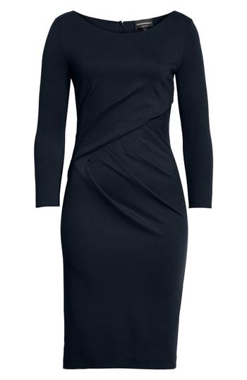 Women's Emporio Armani Asymmetrical Waist Sheath Dress Us / 38 It - Blue