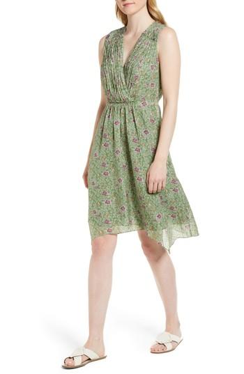 Women's Nordstrom Signature Handkerchief Hem Silk Dress - Green