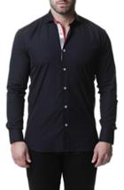 Men's Maceoo Einstein Crosswise Jacquard Trim Fit Sport Shirt (m) - Black