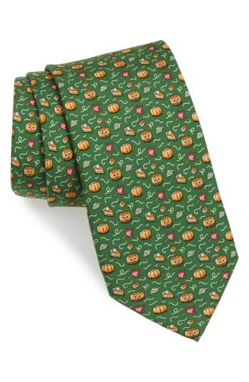 Men's Vineyard Vines Fall Is In The Air Silk Tie, Size - Green