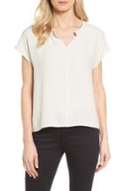 Women's Eileen Fisher Split Neck Silk Shirt, Size - White