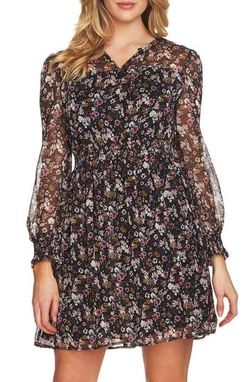 Women's Cece Abbey Bouquet Fit & Flare Dress - Black