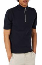 Men's Topman Quarter Zip Mock Neck Sweater - Blue