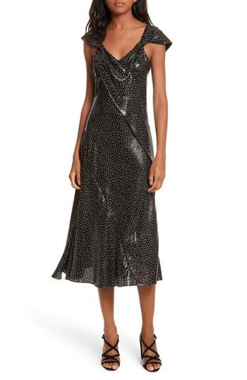 Women's Diane Von Furstenberg Metallic Dot Midi Dress - Black