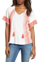 Women's Caslon Embroidered Border Peasant Top, Size - Ivory