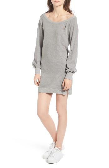 Women's Pam & Gela Destroyed Off The Shoulder Sweatshirt Dress