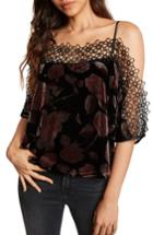 Women's Willow & Clay Velvet Cold Shoulder Top, Size - Black
