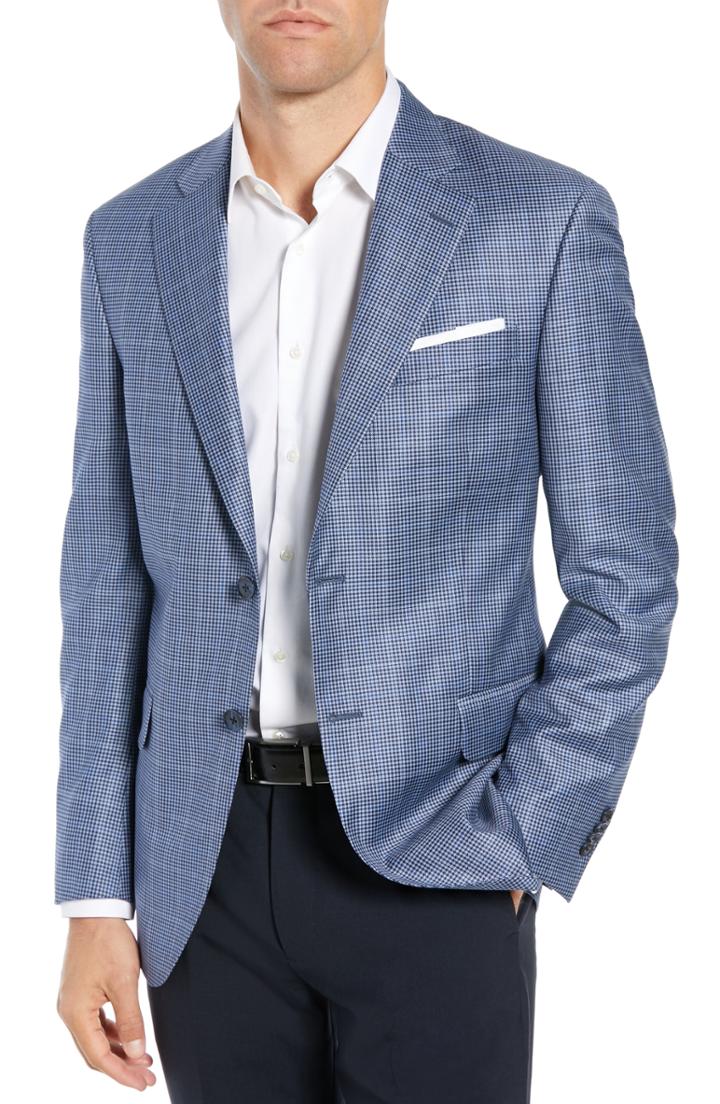 Men's Peter Millar Classic Fit Houndstooth Sport Coat S - Blue