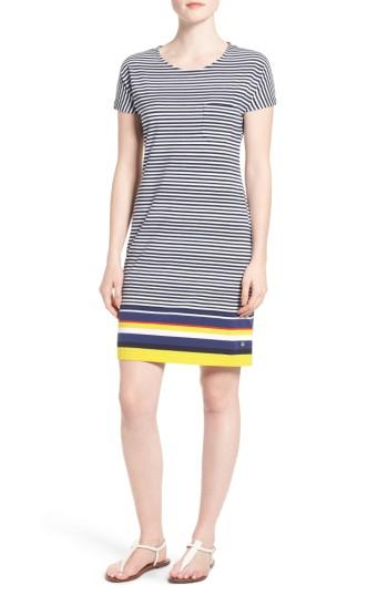 Women's Barbour 'harewood' Stripe Jersey Short Sleeve Shift Dress Us / 18 Uk - Yellow