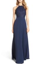 Women's Hayley Paige Occasions Lace Halter Gown - Blue