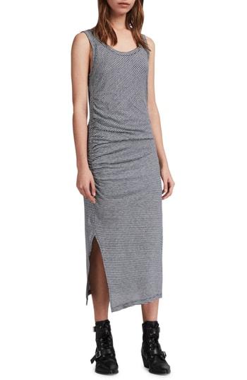 Women's Allsaints Tina Stripe Linen & Cotton Midi Dress - Blue
