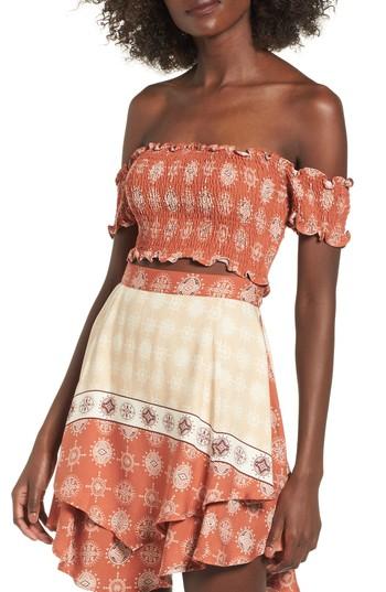 Women's Somedays Lovin Heart Of A Fighter Off The Shoulder Smock Top - Coral