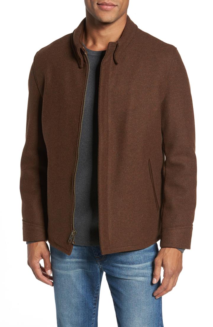 Men's Schott Nyc Liberty Wool Blend Zip Front Jacket