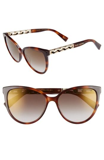 Women's Marc Jacobs 57mm Gradient Cat Eye Sunglasses - Havana