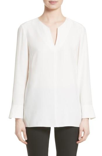 Women's Lafayette 148 New York York Matte Silk Blouse - White