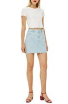 Women's Topshop Moto Raw Hem Denim Miniskirt Us (fits Like 0-2) - Blue