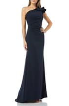 Women's Carmen Marc Valvo Infusion One-shoulder Gown - Blue