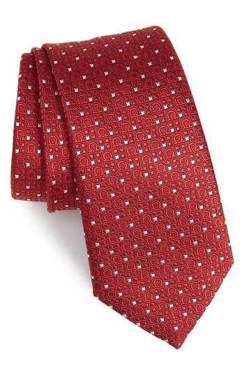 Men's Salvatore Ferragamo Geometric Print Silk Tie, Size - Red