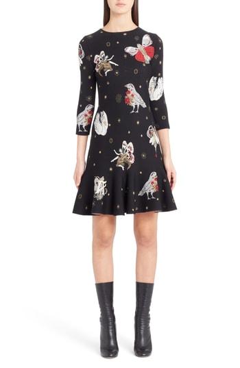 Women's Alexander Mcqueen Gothic Fairytale Jacquard Knit Dress - Black